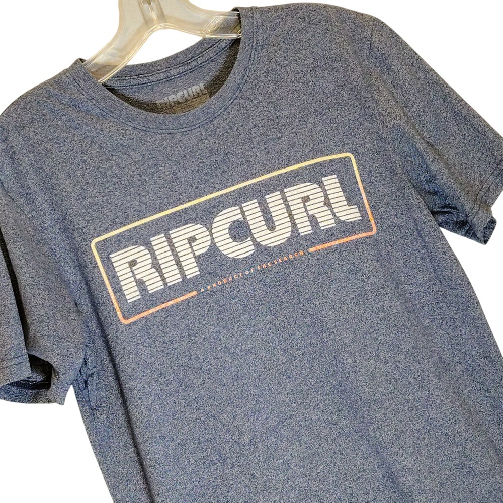 Rip Curl Mens Small Blue Heather Graphic‎ Logo Short Sleeve Surf T-Shirt S